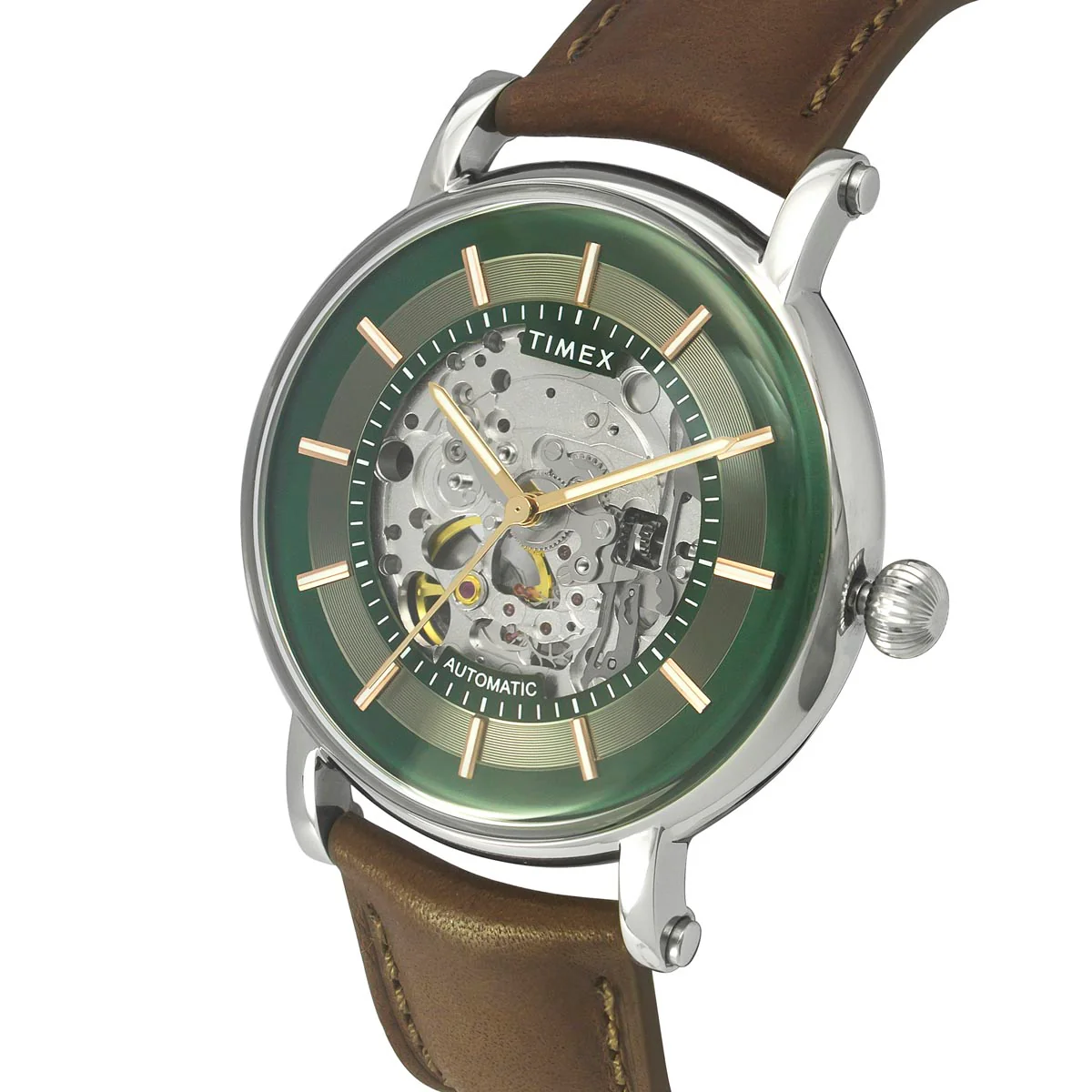 Timex E Class Men's Green Dial Round Case Automatic Function Watch -TWEG16717 - Image 3
