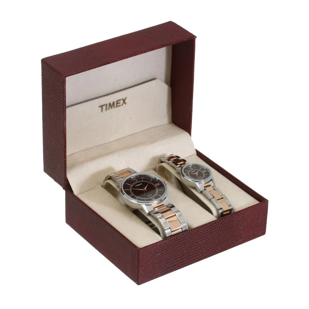 Timex Classics Pairs Brown Dial Round Case 3 Hands Function Watch -TW00PR214 - Image 8