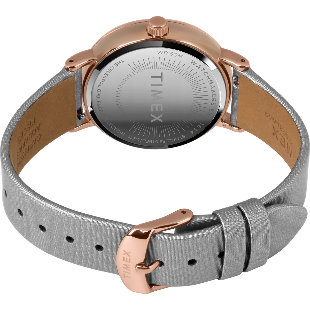 Timex City Collection Women's Quartz Analog Rose Gold-Tone Dial Round Case Leather-Strap Function Watch -TW2T87500 - Image 4
